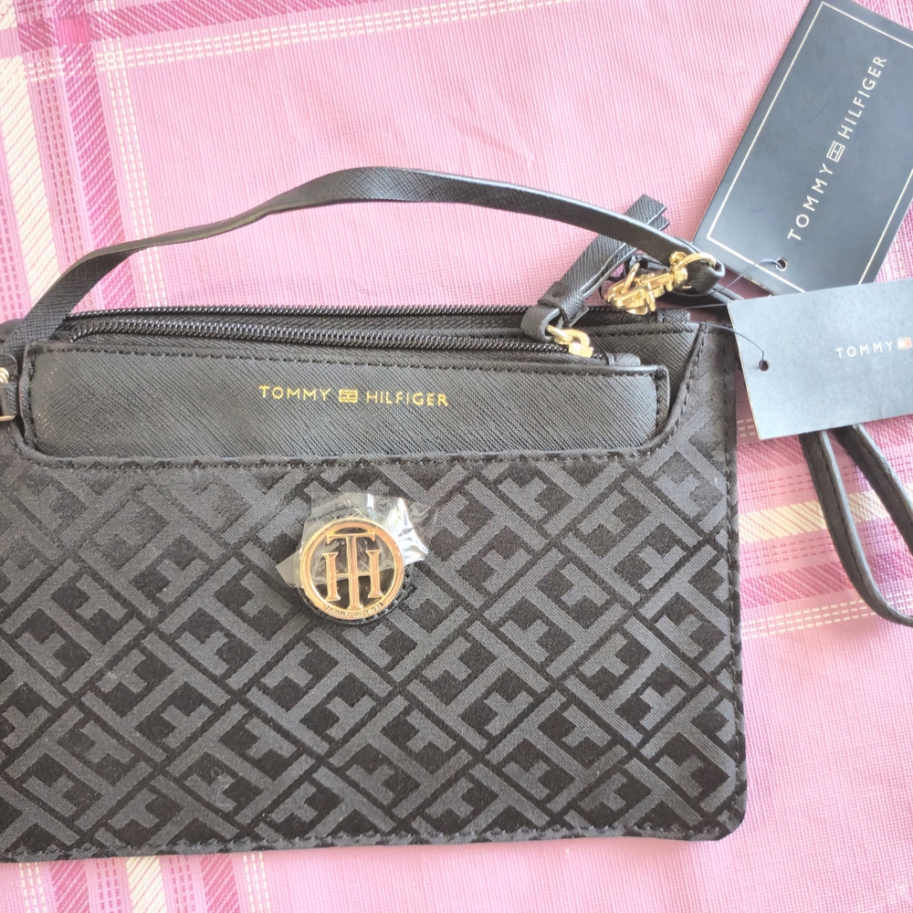Tommy Hilfiger Black Clutch with Gold Logo